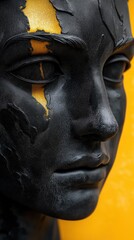 Wall Mural - a black statue, the face is painted yellow