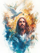 © Kanchanit - Stunning Watercolor Representation of Jesus Christ as the Redeemer, Filled with Compassionate Wisdom