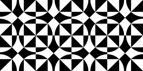Aufkleber - Optical stylish pattern of circles inside rhombuses, and with squares inside. Black and white complex pattern, stylish retro geometry.