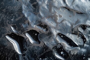 Wall Mural - The texture of melted ice on a black background