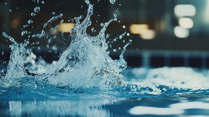 Wall Mural - a splash of water in a swimming pool.