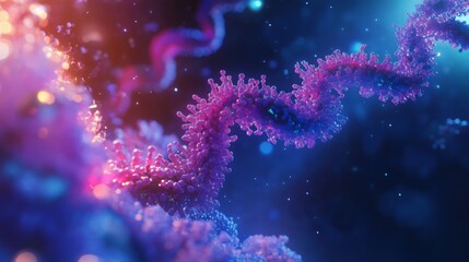 Aufkleber - A vibrant depiction of DNA highlights its helical structure with brilliant colors, showcasing the beauty and complexity of genetic material in a digital composition.