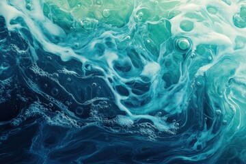 Wall Mural - a blue and green ocean, there is a lot of foam