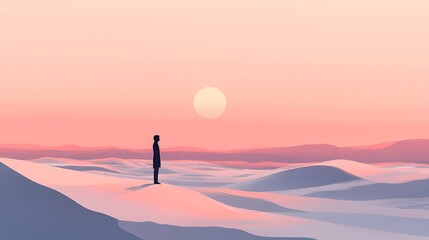 
Pink and white desert landscape illustration poster background
