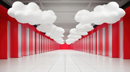 Canvas Print - A data center with rows of servers, representing the infrastructure behind cloud computing.