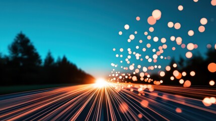 Wall Mural - a graphic representation of a 5g network, with data streams traveling at lightning speed.