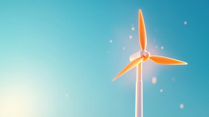 Wall Mural - a close up of a wind turbine gracefully spinning in the wind, highlighting the efficiency of wind en