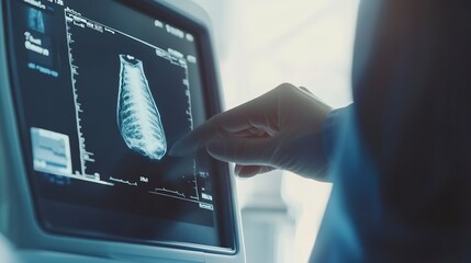 Wall Mural - Doctor doing ultrasound Prenatal care concept. Macro photo. Clean and realistic  