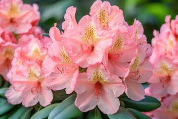 Canvas Print - Close-up of pink flowers with green leaves, great for nature and gardening themes