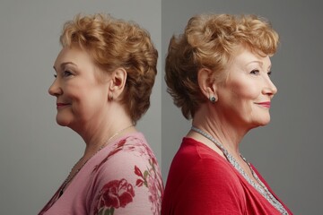 Portrait of a Woman in Profile, Wearing Pink and Red