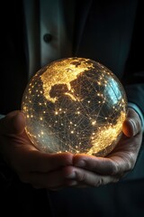 Poster - A person holds a bright and radiant orb, perfect for conceptual or futuristic scenes