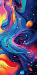 Poster - A colorful painting of a galaxy with a spiral shape