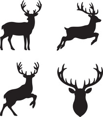 Sticker - Deer Silhouette Vector Set