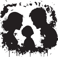 Sticker - Father Mother Child Stencil Silhouette Vector