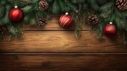 Wall Mural - christmas decoration on wooden background