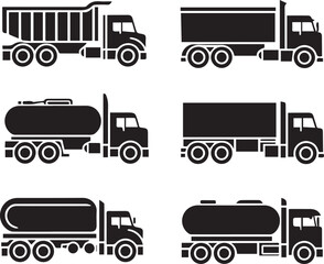 Lorry Truck Silhouette Vector Set