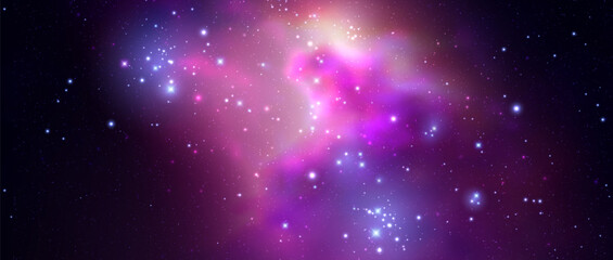 Wall Mural - space vector background with realistic nebula and shining stars. magic colorful galaxy with stardust