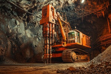 Large Drilling Rig Inside Underground Cavern