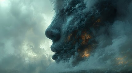 Surreal Face in the Clouds: A Dreamlike Vision