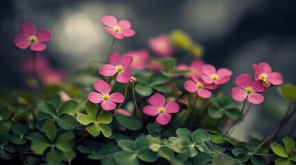 Sticker - Delicate Pink Flowers in a Garden