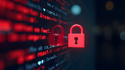 hacker attack. security breach, system hacked, internet cyber attack alert with red broken padlock, 