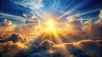 Wall Mural - sunlight shining through clouds symbolizing hope and the presence of a higher power, sunlight, glist