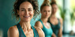 © ConceptStudio - A woman with curly hair is smiling and posing for a photo