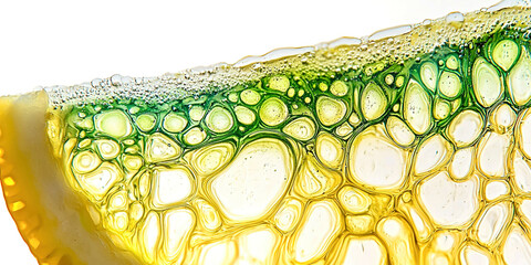 Poster - A close up of a yellow and green slice of lemon