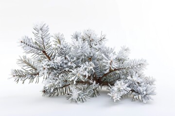 A close-up shot of a tree branch covered in fresh snow