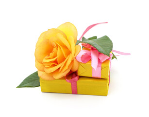 Canvas Print - Yellow rose and a present.