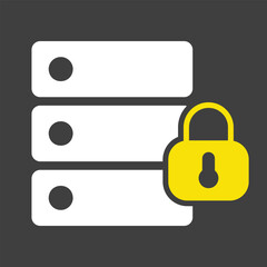 Database padlock vector icon on dark background