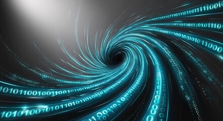 An abstract digital background with binary code and AI algorithms running in the background