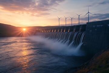 Canvas Print - Water discharge at the Krasnoyarsk hydroelectric power station