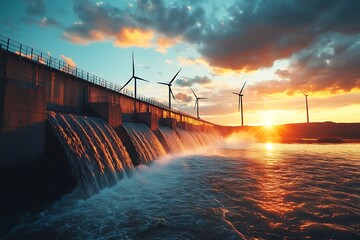 Wall Mural - Water discharge at the Krasnoyarsk hydroelectric power station