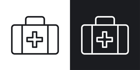 doctor bag icon in thin line black color. flat simple vector symbols illustration.