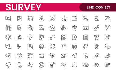 survey feedback, testimonial, customer thin line icons. for website marketing design, logo, app, tem