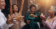 © LuxeShutter24/peopleimages.com - Business people, dancing and party at night, event and new years eve with friends, diversity and colleagues. Women, man and group with smile with happy, cheers and excited with celebration at gala