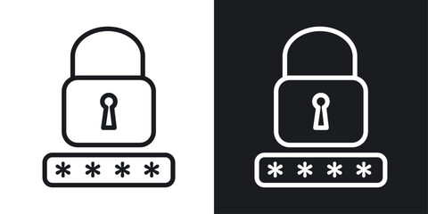 Password icon in Thin line black color. flat simple vector symbols illustration.