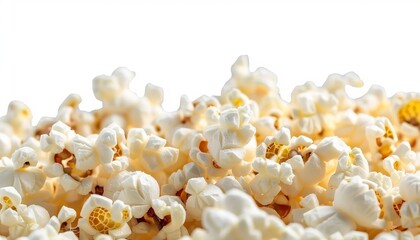 Tasty fresh popcorn on white background, closeup