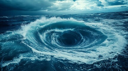 Wall Mural - a swirling ocean vortex under a dramatic sky.