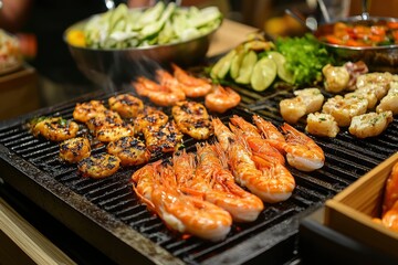 Wall Mural - grilled food In department store (Central Festival in Chiang Mai, Thailand) - generative ai