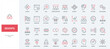 © Iconic Prototype - DevOps, methodology in software development line icon set. Operations and task of developers, automation, digital cloud system and infrastructure thin black and red outline symbols vector illustration