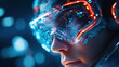 © Kanchanit - Dynamic Software-Enhanced Individual with Cyberpunk Holographic Features and Enhanced Abilities Captured in a Vibrant Futuristic Setting