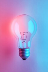 Canvas Print - Light Bulb on Pink and Blue Background