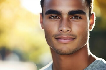 Handsome young man posing in nature