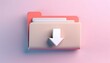 © Nim9ty  Pics - Download folder icon with arrow on a pastel background, modern digital storage concept