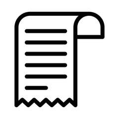 Wall Mural - black outline icon of a receipt or bill, representing payment, expenses, or financial transactions i