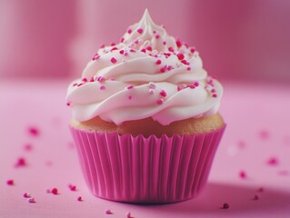 Wall Mural - Cupcake with Pink Sprinkles