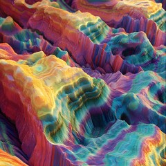 Poster - Colorful abstract landscape, bright and vibrant, white isolate background