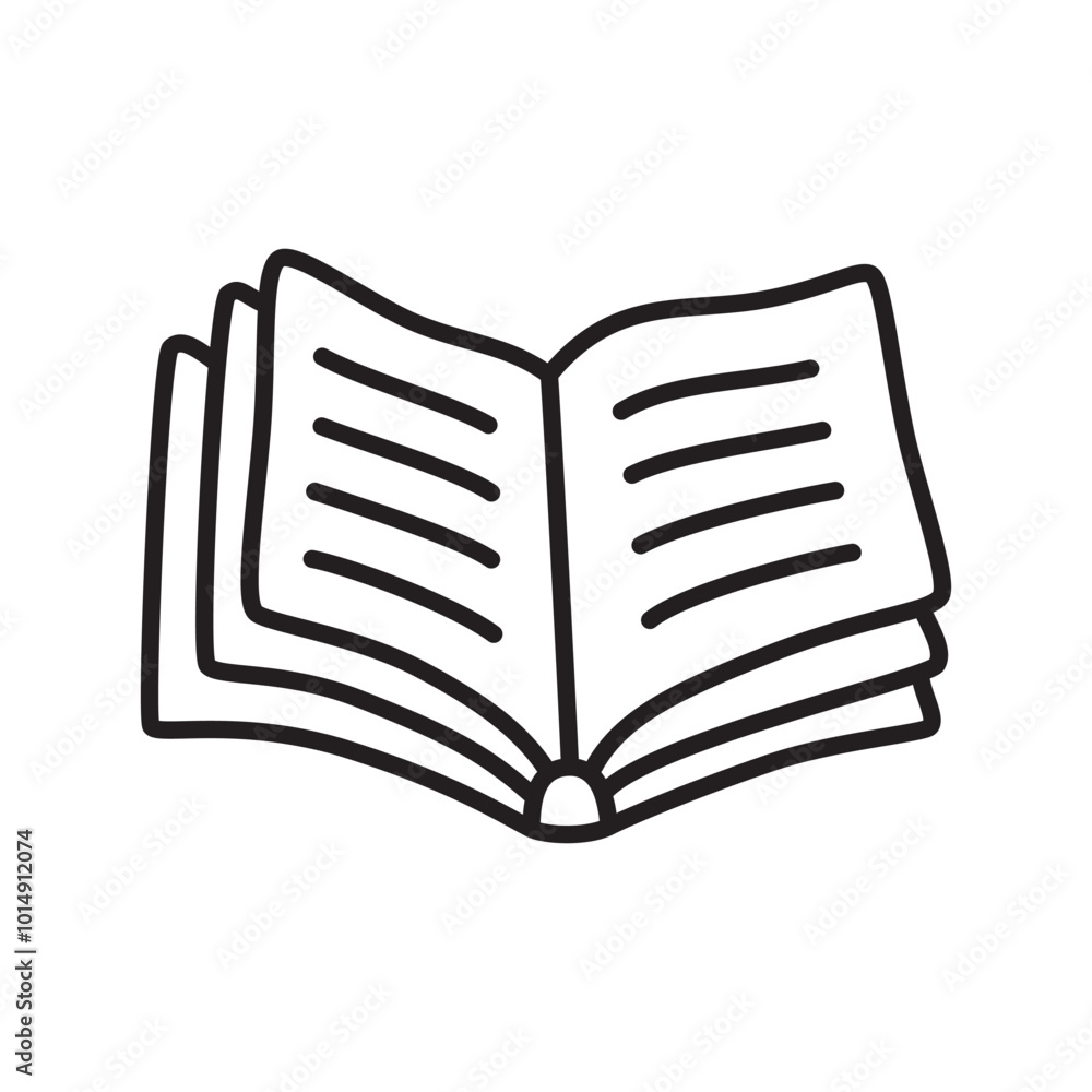 Doodle book icon hand drawn with thin line in minimalistic style ...